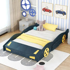 Lit de course complet en pin avec roues et rangement