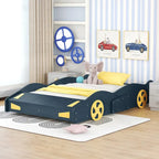 Lit de course complet en pin avec roues et rangement