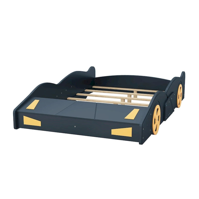 Lit de course complet en pin avec roues et rangement