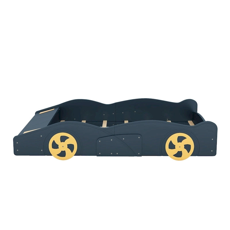 Lit de course complet en pin avec roues et rangement