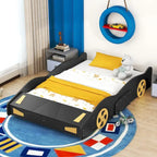 Lit de course complet en pin avec roues et rangement