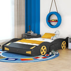 Lit de course complet en pin avec roues et rangement