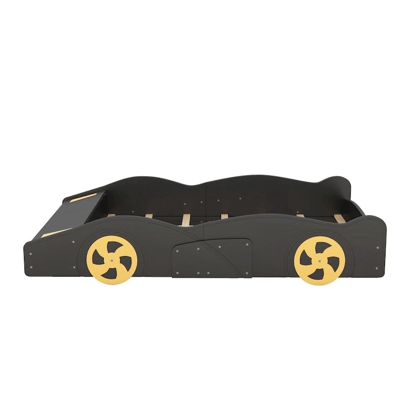 Lit de course complet en pin avec roues et rangement