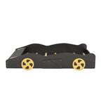 Lit de course complet en pin avec roues et rangement