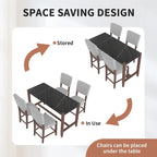 Table de salle à manger moderne hauteur comptoir, table de bar en faux marbre et 4 chaises rembourrées