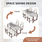 Table de salle à manger moderne hauteur comptoir, table de bar en faux marbre et 4 chaises rembourrées