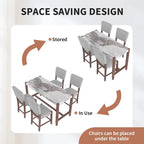 Table de salle à manger moderne hauteur comptoir, table de bar en faux marbre et 4 chaises rembourrées