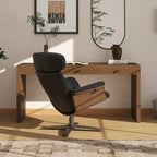 Fauteuil inclinable de salon en cuir véritable et bois courbé de 31,5 po
