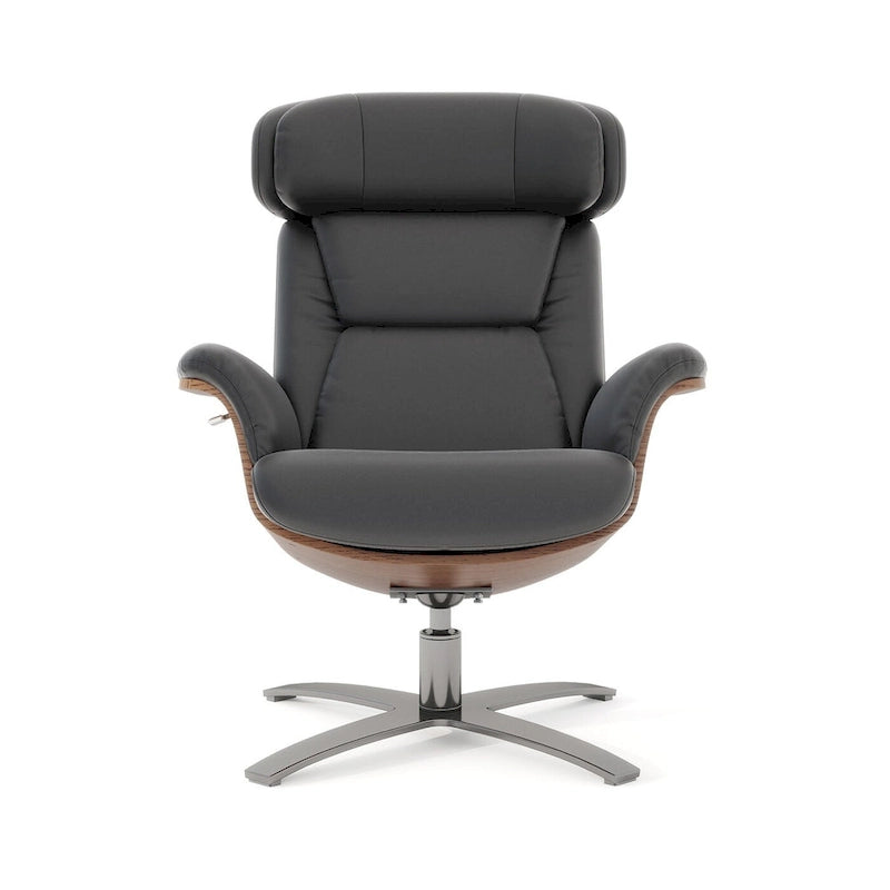 Fauteuil inclinable de salon en cuir véritable et bois courbé de 31,5 po