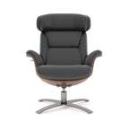 Fauteuil inclinable de salon en cuir véritable et bois courbé de 31,5 po