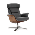 Fauteuil inclinable de salon en cuir véritable et bois courbé de 31,5 po