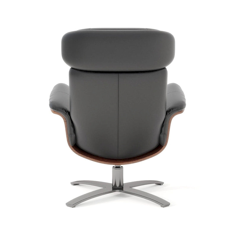 Fauteuil inclinable de salon en cuir véritable et bois courbé de 31,5 po