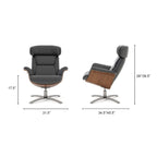 Fauteuil inclinable de salon en cuir véritable et bois courbé de 31,5 po