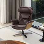 Fauteuil inclinable de salon en cuir véritable et bois courbé de 31,5 po