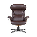 Fauteuil inclinable de salon en cuir véritable et bois courbé de 31,5 po