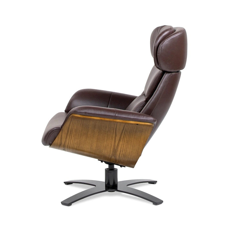 Fauteuil inclinable de salon en cuir véritable et bois courbé de 31,5 po