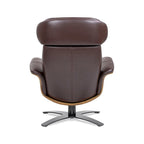 Fauteuil inclinable de salon en cuir véritable et bois courbé de 31,5 po