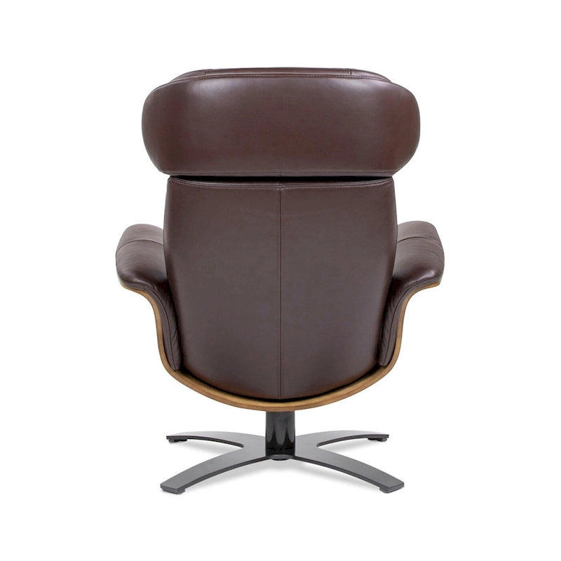 Fauteuil inclinable de salon en cuir véritable et bois courbé de 31,5 po