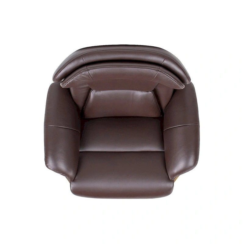 Fauteuil inclinable de salon en cuir véritable et bois courbé de 31,5 po