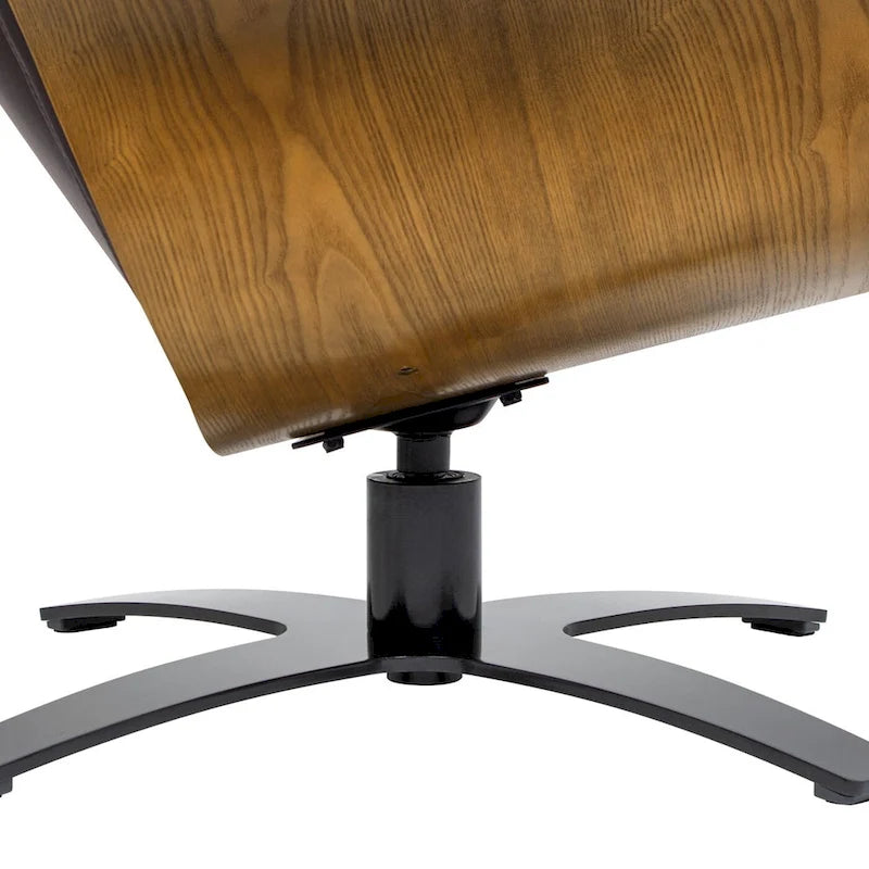 Fauteuil inclinable de salon en cuir véritable et bois courbé de 31,5 po