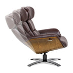 Fauteuil inclinable de salon en cuir véritable et bois courbé de 31,5 po