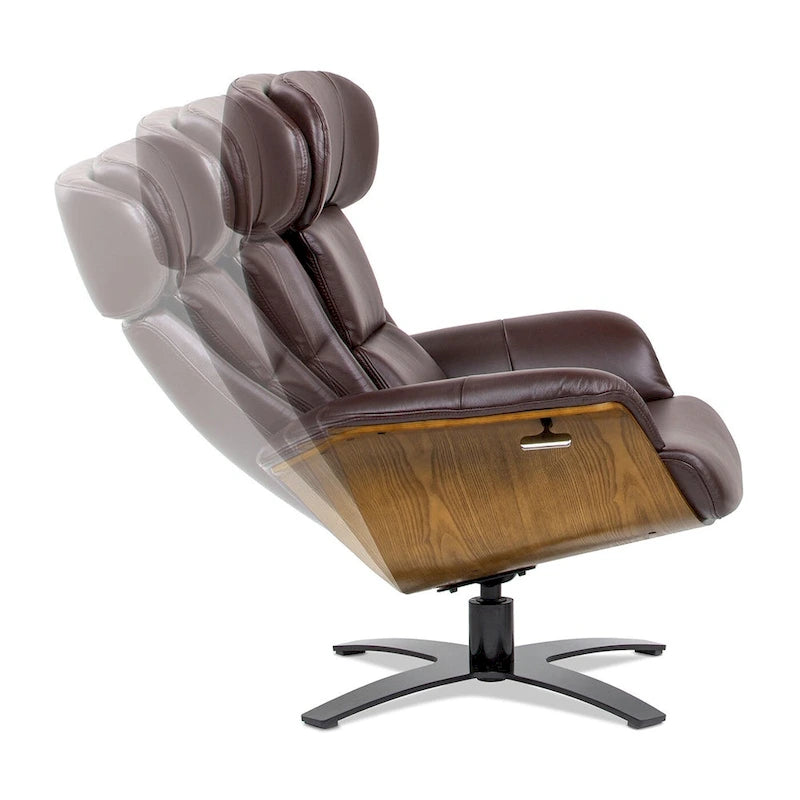 Fauteuil inclinable de salon en cuir véritable et bois courbé de 31,5 po