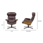 Fauteuil inclinable de salon en cuir véritable et bois courbé de 31,5 po