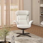 Fauteuil inclinable de salon en cuir véritable et bois courbé de 31,5 po