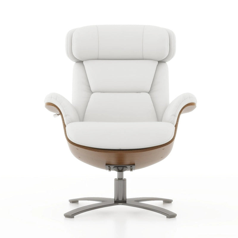 Fauteuil inclinable de salon en cuir véritable et bois courbé de 31,5 po