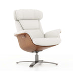 Fauteuil inclinable de salon en cuir véritable et bois courbé de 31,5 po