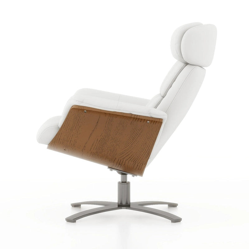 Fauteuil inclinable de salon en cuir véritable et bois courbé de 31,5 po