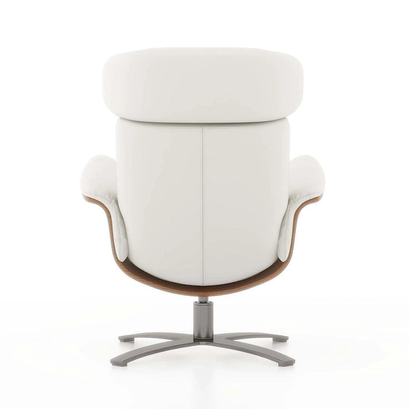 Fauteuil inclinable de salon en cuir véritable et bois courbé de 31,5 po