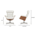 Fauteuil inclinable de salon en cuir véritable et bois courbé de 31,5 po