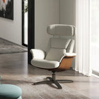 Fauteuil inclinable de salon en cuir véritable et bois courbé de 31,5 po