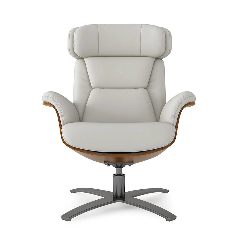 Fauteuil inclinable de salon en cuir véritable et bois courbé de 31,5 po
