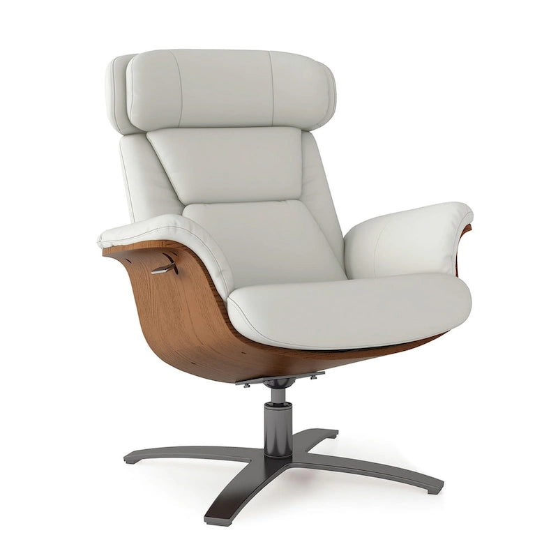 Fauteuil inclinable de salon en cuir véritable et bois courbé de 31,5 po