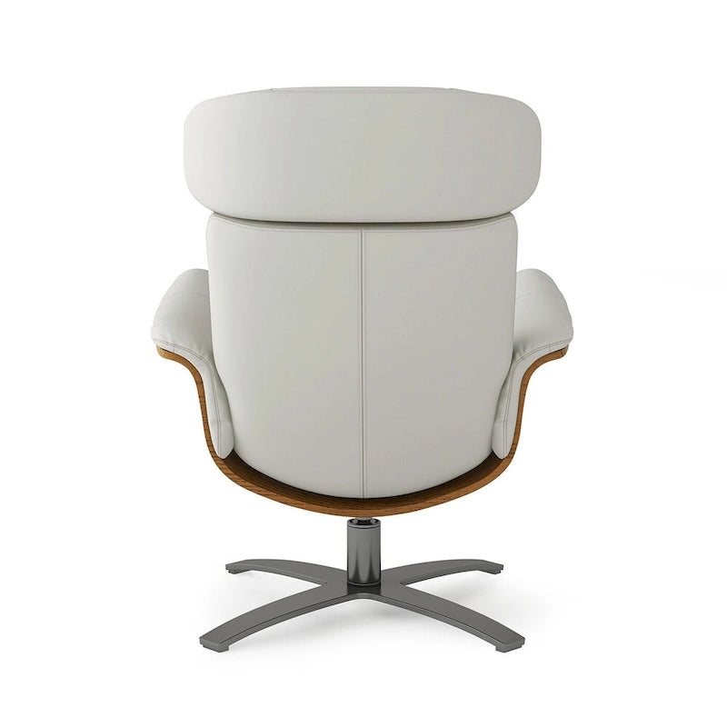 Fauteuil inclinable de salon en cuir véritable et bois courbé de 31,5 po