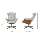 Fauteuil inclinable de salon en cuir véritable et bois courbé de 31,5 po