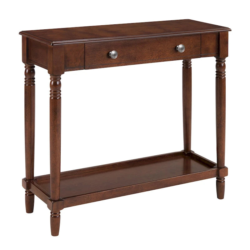 Console d'entrée de style manoir français avec 1 tiroir et étagère