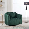 Fauteuil Club Pivotant Surdimensionné 360° avec 3 Coussins, Fauteuil Rond en Velours Capitonnage Cannelé en Forme de Citrouille