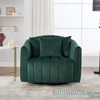 Fauteuil Club Pivotant Surdimensionné 360° avec 3 Coussins, Fauteuil Rond en Velours Capitonnage Cannelé en Forme de Citrouille