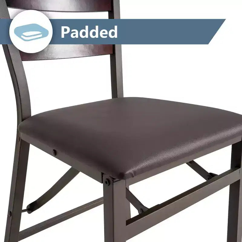 Chaise pliante Peakform en bois à dossier échelle et rembourrée marron