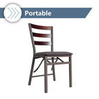Chaise pliante Peakform en bois à dossier échelle et rembourrée marron