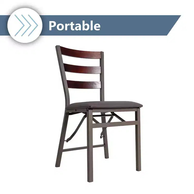 Chaise pliante Peakform en bois à dossier échelle et rembourrée marron