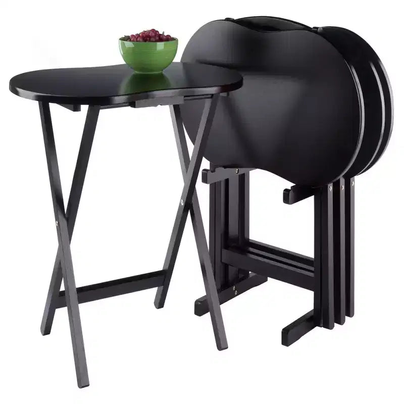 Ensemble de 5 tables pliantes en bois massif Skippy TV Espresso de Winsome avec support