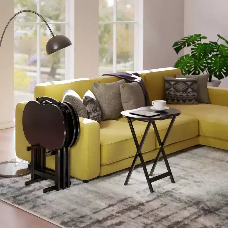 Ensemble de 5 tables pliantes en bois massif Skippy TV Espresso de Winsome avec support