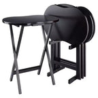 Ensemble de 5 tables pliantes en bois massif Skippy TV Espresso de Winsome avec support