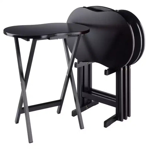 Ensemble de 5 tables pliantes en bois massif Skippy TV Espresso de Winsome avec support