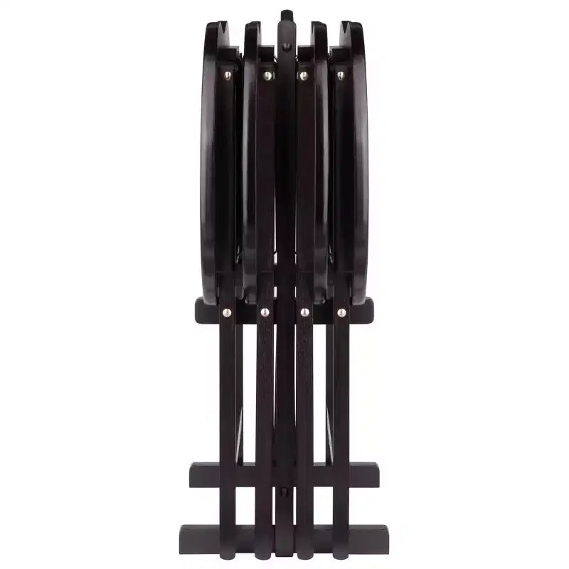 Ensemble de 5 tables pliantes en bois massif Skippy TV Espresso de Winsome avec support