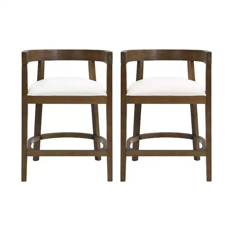 Christopher Knight Home Set of 2 25.25" Gina Upholstered Rubberwood Counter Height Barstools Walnut